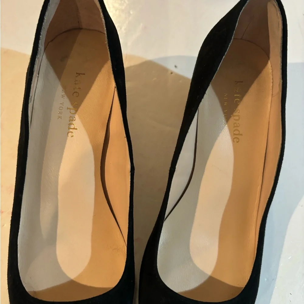 KATE SPADE Black Suede HEELS 5 1/2 M